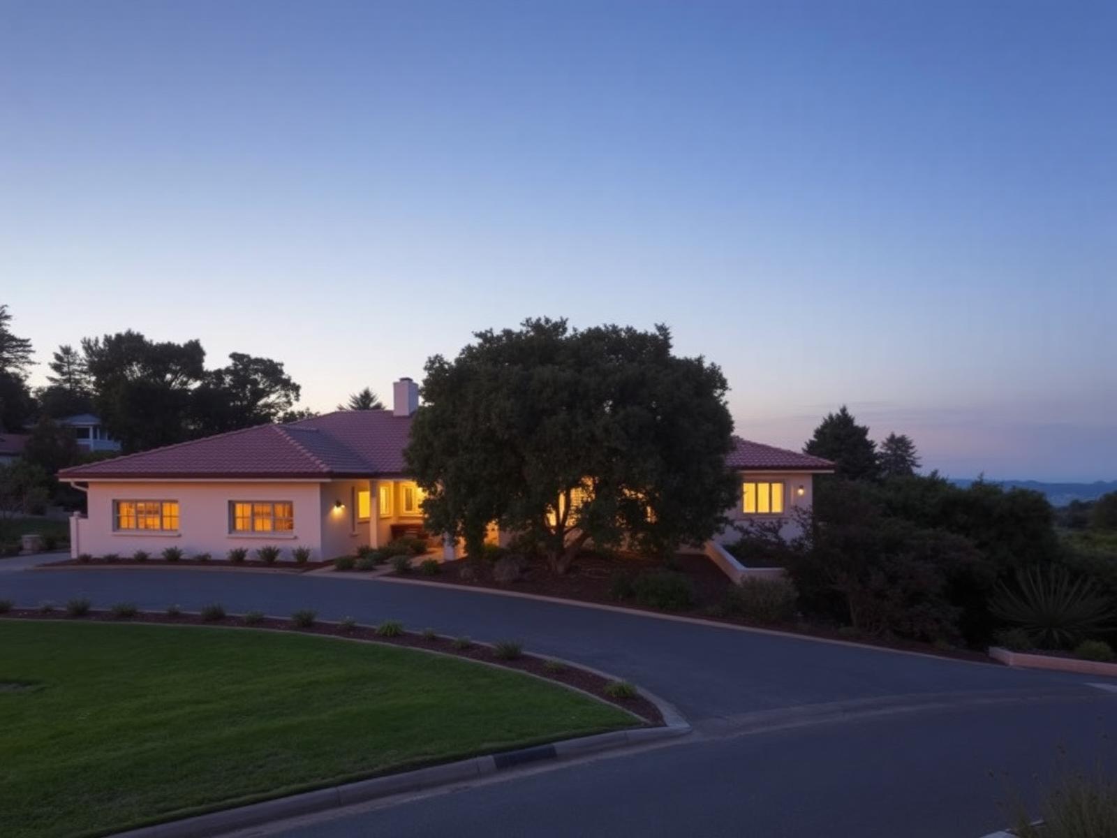 Marin County residential property at dusk